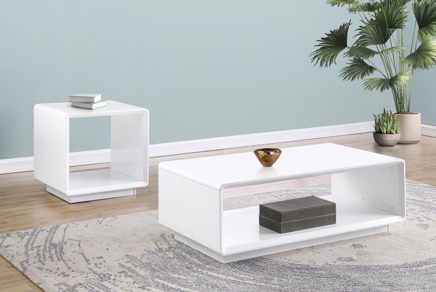 Paseo Square End Side Table White High Gloss - 710767