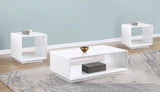 Paseo 3-piece Coffee and End Table Set White High Gloss - 710768-S3