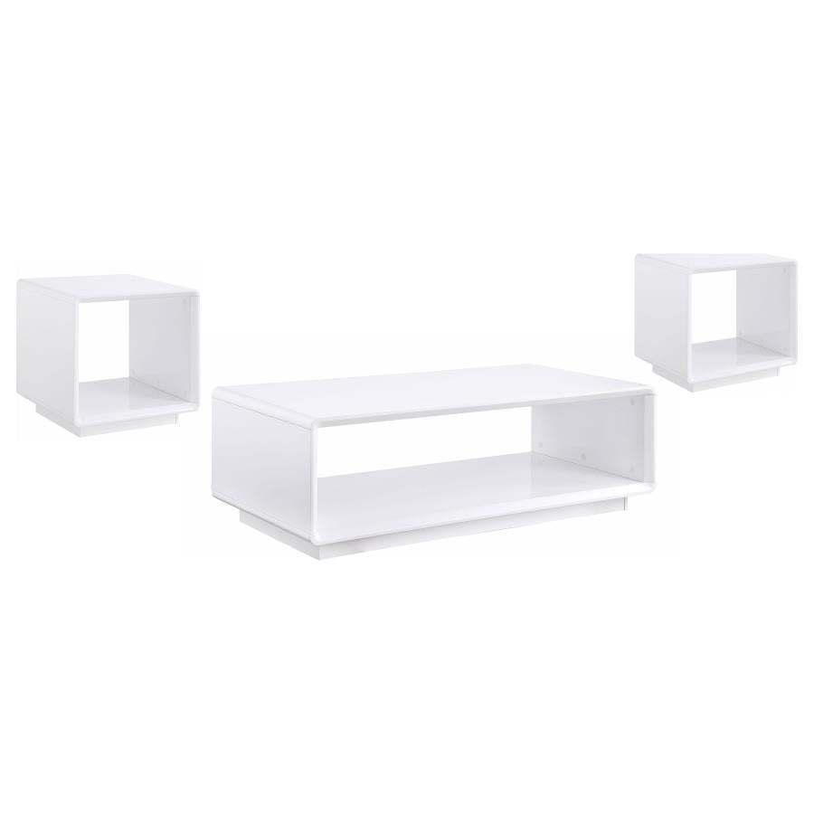 Paseo 3-piece Coffee and End Table Set White High Gloss - 710768-S3