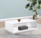 Paseo Rectangular Cocktail Coffee Table White High Gloss - 710768