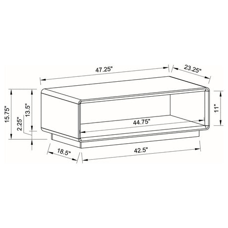 Paseo Rectangular Cocktail Coffee Table White High Gloss - 710768
