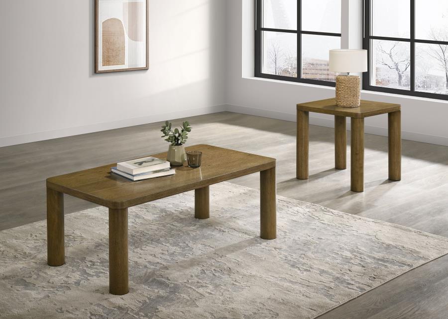Castlewood 2-piece Cocktail Coffee Table Set Brown Oak - 710858-S2