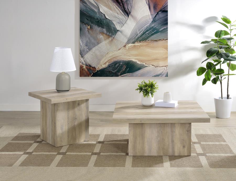 Devar Square Engineered Wood Coffee Table Distressed Pine - 710878