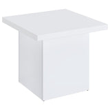 Devar Square Engineered Wood Side End Table White High Gloss - 710897