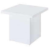 Devar Square Engineered Wood Side End Table White High Gloss - 710897