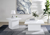 Devar Square Engineered Wood Side End Table White High Gloss - 710897