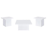 Devar 3-piece Square Coffee End Table Set White High Gloss - 710898-S3