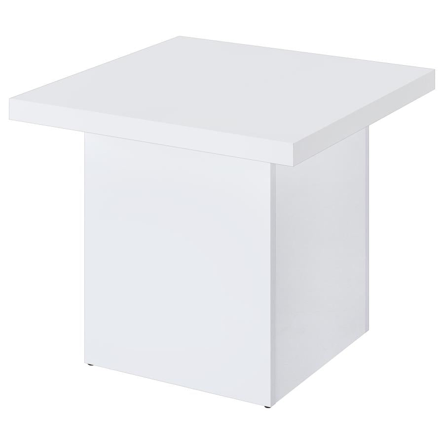 Devar 3-piece Square Coffee End Table Set White High Gloss - 710898-S3