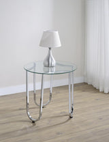 Beller Round Tempered Glass Top End Side Table Chrome - 710907