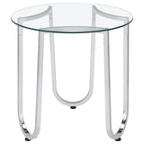 Beller Round Tempered Glass Top End Side Table Chrome - 710907