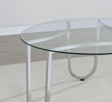 Beller Round Tempered Glass Top End Side Table Chrome - 710907
