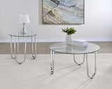 Beller 2-piece Round Tempered Glass Top Coffee Table Set Chrome - 710908-S2