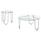 Beller 2-piece Round Tempered Glass Top Coffee Table Set Chrome - 710908-S2