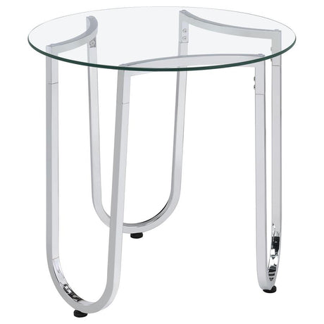 Beller 2-piece Round Tempered Glass Top Coffee Table Set Chrome - 710908-S2