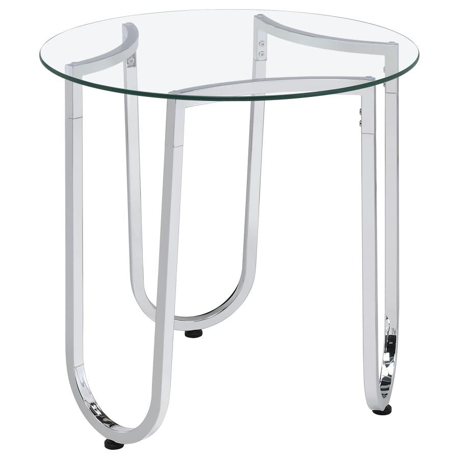 Beller 2-piece Round Tempered Glass Top Coffee Table Set Chrome - 710908-S2