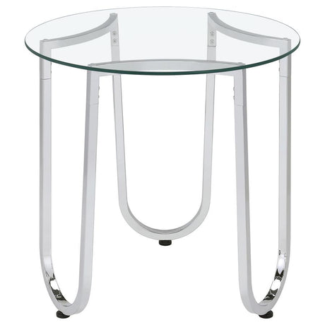Beller 2-piece Round Tempered Glass Top Coffee Table Set Chrome - 710908-S2