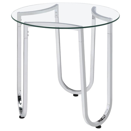 Beller 2-piece Round Tempered Glass Top Coffee Table Set Chrome - 710908-S2