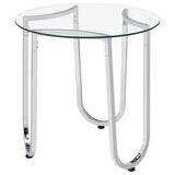 Beller 2-piece Round Tempered Glass Top Coffee Table Set Chrome - 710908-S2