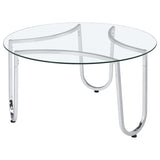 Beller 2-piece Round Tempered Glass Top Coffee Table Set Chrome - 710908-S2