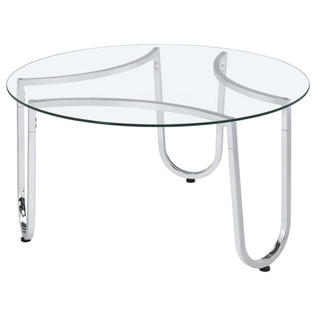 Beller 2-piece Round Tempered Glass Top Coffee Table Set Chrome - 710908-S2