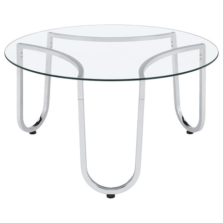 Beller 2-piece Round Tempered Glass Top Coffee Table Set Chrome - 710908-S2