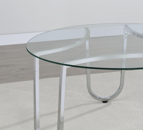 Beller 2-piece Round Tempered Glass Top Coffee Table Set Chrome - 710908-S2