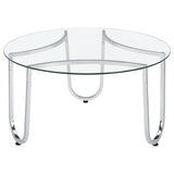 Beller 3-piece Round Tempered Glass Top Coffee Table Set Chrome - 710908-S3