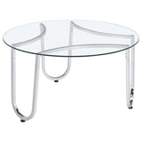 Beller Round Tempered Glass Top Cocktail Coffee Table Chrome - 710908