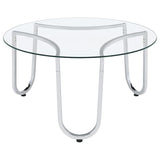 Beller Round Tempered Glass Top Cocktail Coffee Table Chrome - 710908