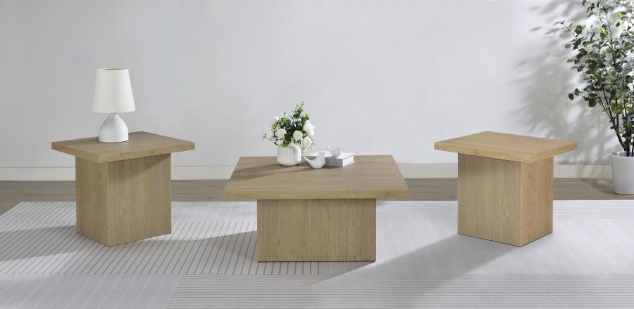 Devar 3-piece Square Cocktail Coffee End Table Set Latte - 710918-S3