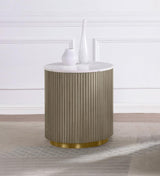 Jason Round White Marble Top Side End Table Greige - 711417