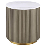 Jason Round White Marble Top Side End Table Greige - 711417