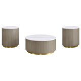 Jason 3-piece Round White Marble Coffee Table Set Greige - 711418-S3