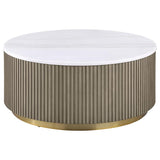 Jason 3-piece Round White Marble Coffee Table Set Greige - 711418-S3