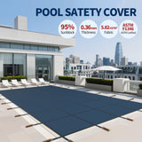 Swimming Pool Safety Cover For Rectangular Underground Pools - Blue