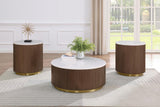 Jason Round White Marble Top Side End Table Honey Brown - 712417