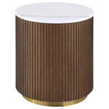 Jason 2-piece Round White Marble Coffee Table Set Honey Brown - 712418-S2