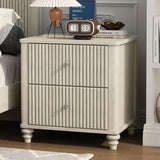 Fluted Nightstand With 3 Drawers