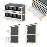 Wooden Chicken Nesting Box With 2 Egg Collection Drawers - White / Gray