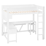 Gaming Loft Bed With Desk, Storage Shelves, LED And Charging Station