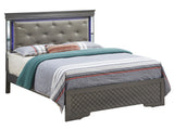 Bed With LED Light Accents Headboard