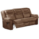 Power Reclining Sofa With USB Port Upholstered Pillow Arms And Headrest - Brown