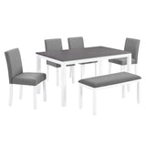 6 Piece Dining Table Set With Bench And Chairs
