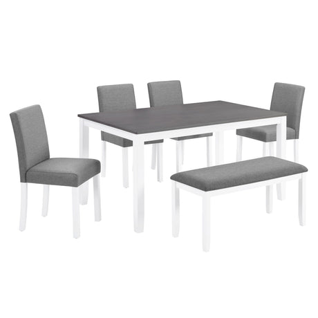 6 Piece Dining Table Set With Bench And Chairs