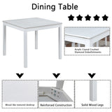 Dining Table Set With Crystal Decoration And Upholstered Chairs