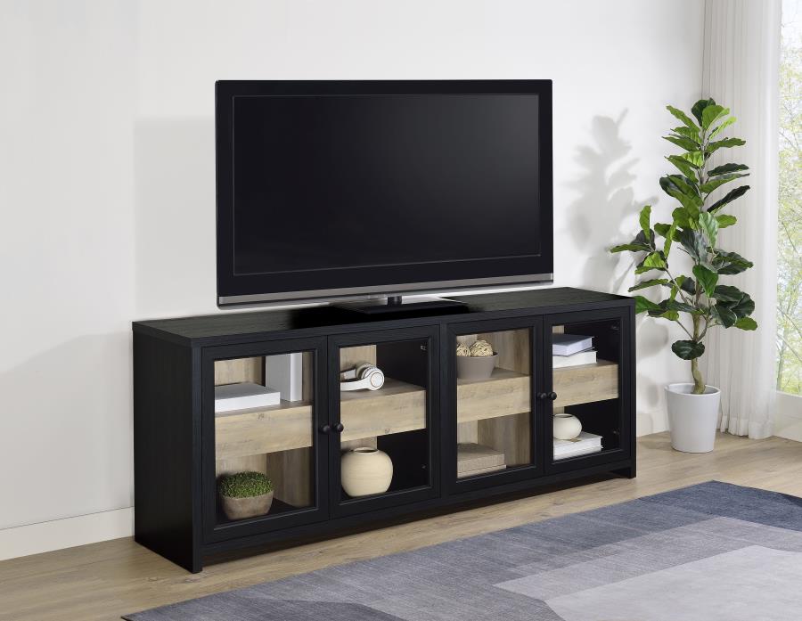 Denison 79-inch 4-door TV Stand Media Console Black - 720223