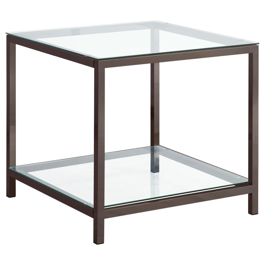 Trini 1-shelf Glass Top Side End Table Black Nickel - 720227