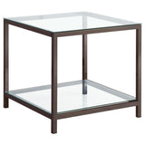 Trini 1-shelf Glass Top Side End Table Black Nickel - 720227