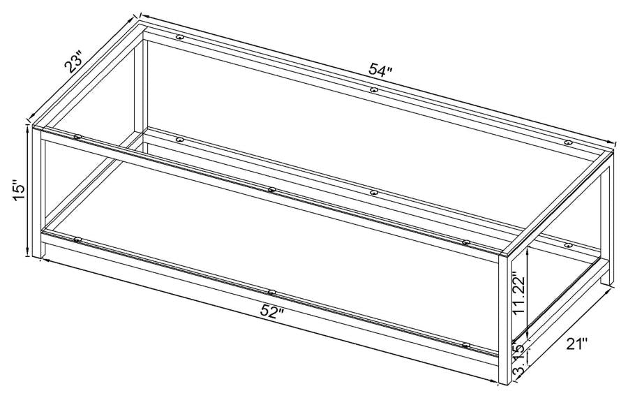Trini 1-shelf Glass Top Coffee Table Black Nickel - 720228