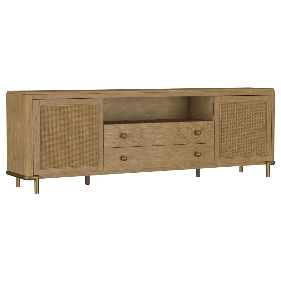 Arini Rattan Cane 2-door TV Stand Media Console Sand Wash - 720253
